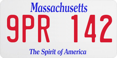 MA license plate 9PR142