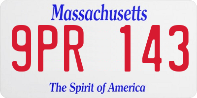 MA license plate 9PR143