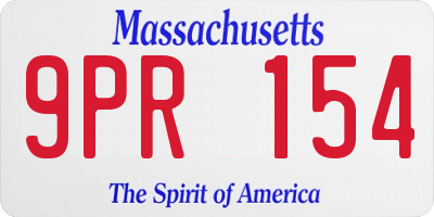 MA license plate 9PR154