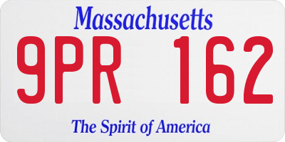 MA license plate 9PR162