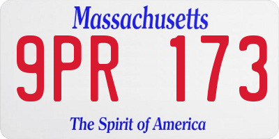 MA license plate 9PR173