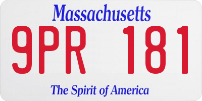 MA license plate 9PR181
