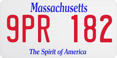 MA license plate 9PR182