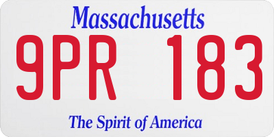 MA license plate 9PR183