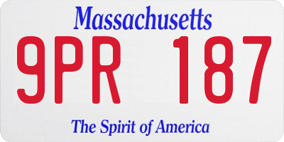 MA license plate 9PR187