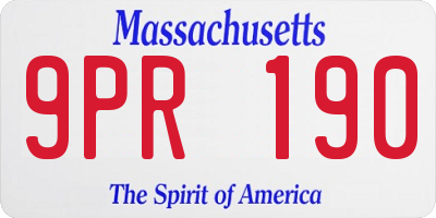 MA license plate 9PR190