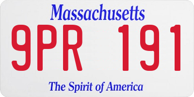 MA license plate 9PR191