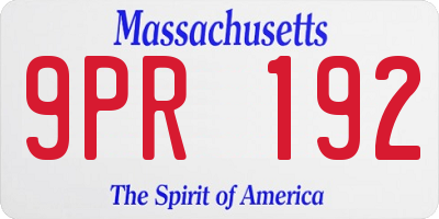 MA license plate 9PR192
