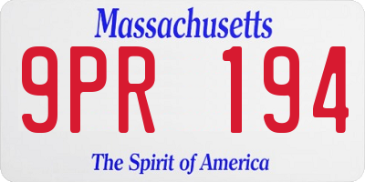 MA license plate 9PR194