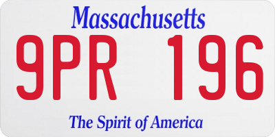 MA license plate 9PR196