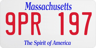 MA license plate 9PR197