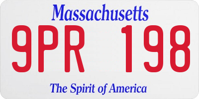 MA license plate 9PR198