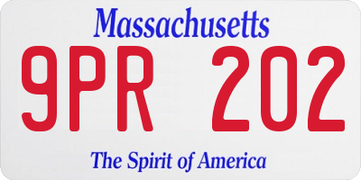 MA license plate 9PR202