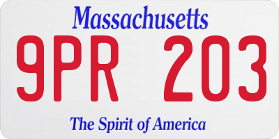 MA license plate 9PR203