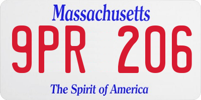 MA license plate 9PR206