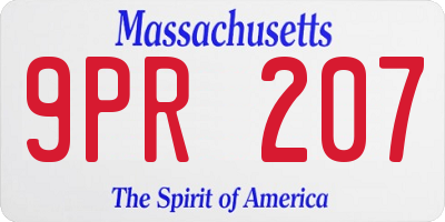 MA license plate 9PR207