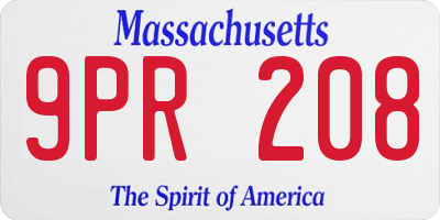 MA license plate 9PR208