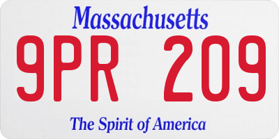 MA license plate 9PR209
