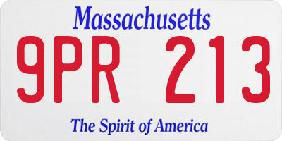MA license plate 9PR213