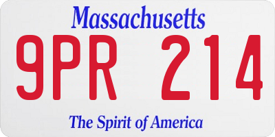 MA license plate 9PR214