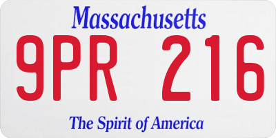 MA license plate 9PR216