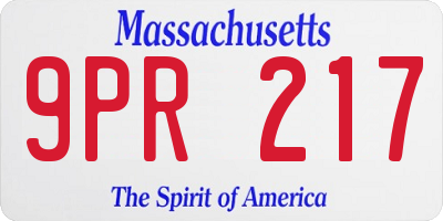 MA license plate 9PR217