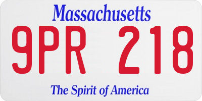 MA license plate 9PR218