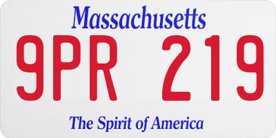 MA license plate 9PR219