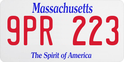 MA license plate 9PR223
