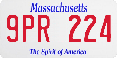 MA license plate 9PR224