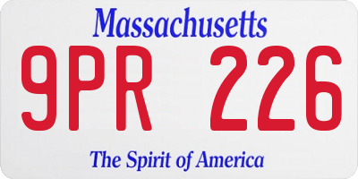 MA license plate 9PR226