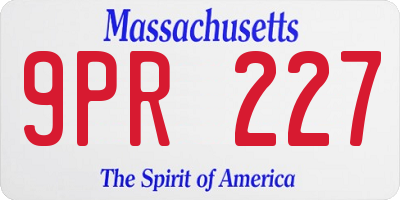 MA license plate 9PR227