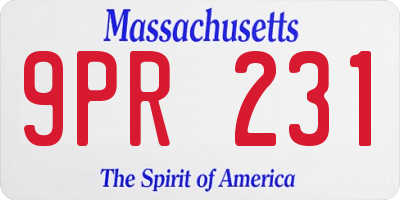 MA license plate 9PR231