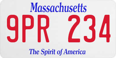 MA license plate 9PR234