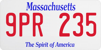 MA license plate 9PR235