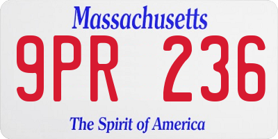 MA license plate 9PR236