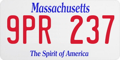 MA license plate 9PR237