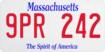 MA license plate 9PR242