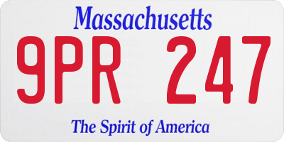 MA license plate 9PR247