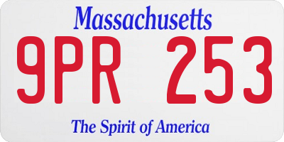 MA license plate 9PR253