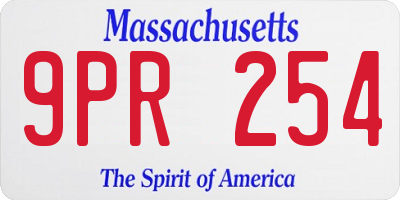 MA license plate 9PR254