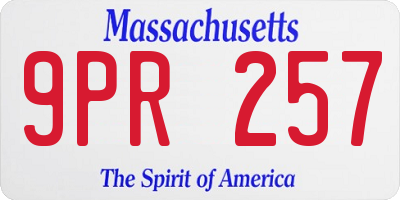 MA license plate 9PR257