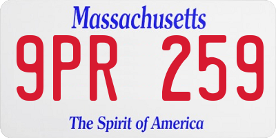 MA license plate 9PR259