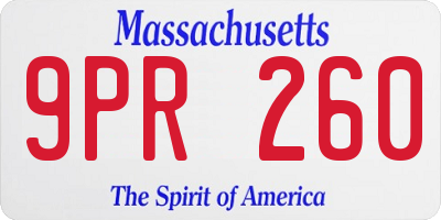 MA license plate 9PR260