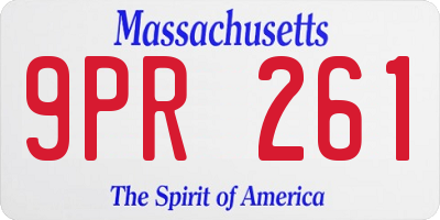 MA license plate 9PR261