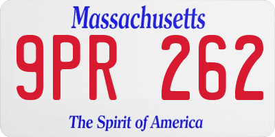 MA license plate 9PR262