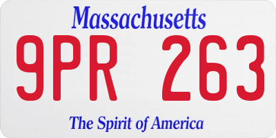 MA license plate 9PR263
