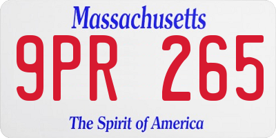 MA license plate 9PR265