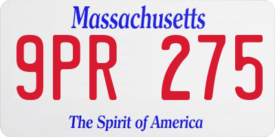 MA license plate 9PR275