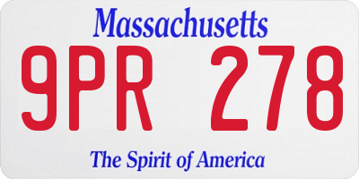 MA license plate 9PR278